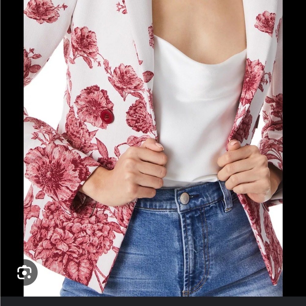 Alice & Olivia pink floral MYA floral blazer jacket